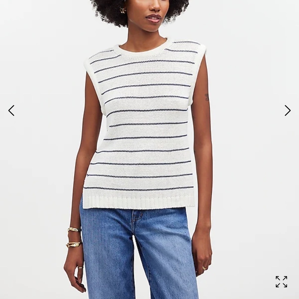 Madewell Puff-Trim Sweater Vest in Stripe NQ977 - Picture 4 of 5